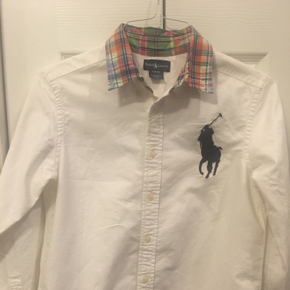 Ralph Lauren cotton white shirt patterned collar